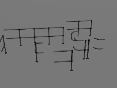 Modular Handrails Free low-poly 3D model