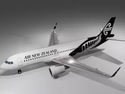 Air New Zealand airbus a320neo low poly 3d model with cockpit Low-poly 3D model