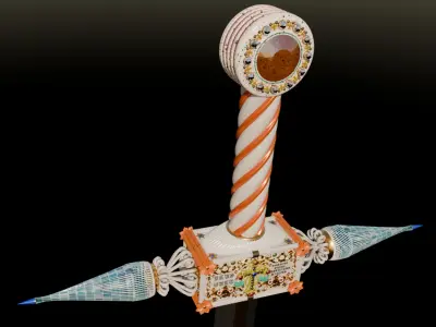 High-polly Ornamental Excalibur 3D model