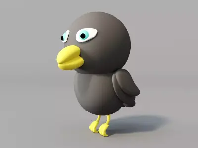 3d crow cartoon bird with big eyes 3D model