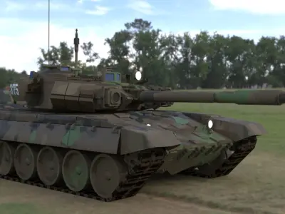 Weathered Camouflaged T90A Main Battle Tank 3D Model 3D model