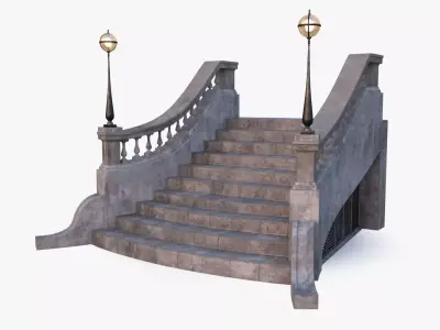 Stone Stair 0001 Low-poly 3D model
