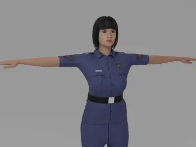 Police Woman Low-poly 3D model