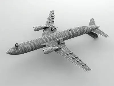  Airbus A300-600 Airliner - Generic White Low-poly 3D model