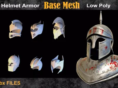 30 Helmet armor base mesh - vol 10 Low-poly 3D model