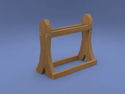 Hand-painted Medieval Weapon Rack Free low-poly 3D model