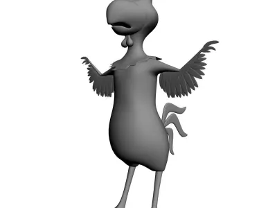 Cartoon chicken RIGGED Low-poly 3D model