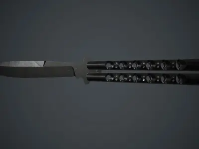 Balisong Knife PBR Game Ready Low-poly 3D model