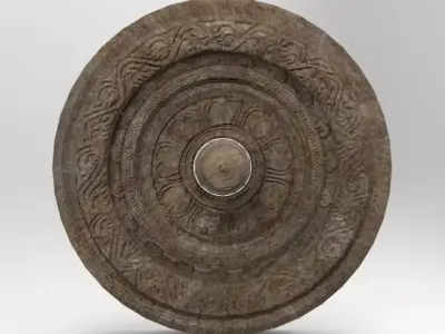 Chariot wheel with sculpting Low-poly 3D model