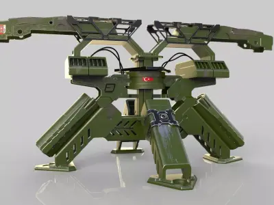 THE Defender futuristic robot with two arms Free 3D model