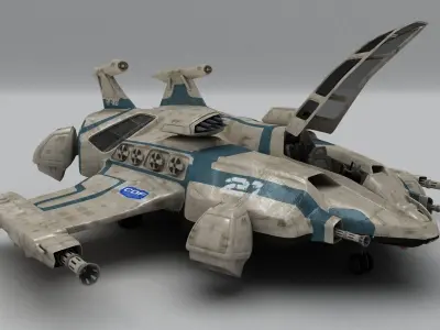 Heavy Space Fighter Low-poly 3D model