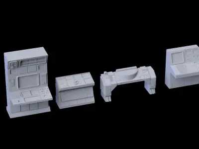 star wars computer kitbash Low-poly 3D model