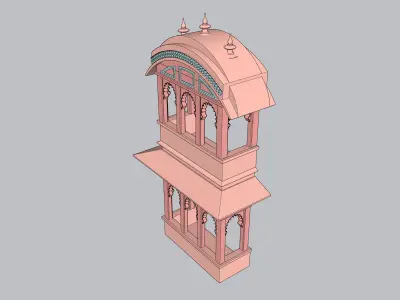 indian jodhpuri stone chatri 3D model