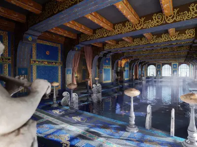 Roman Swimming Pool Environment Low-poly 3D model