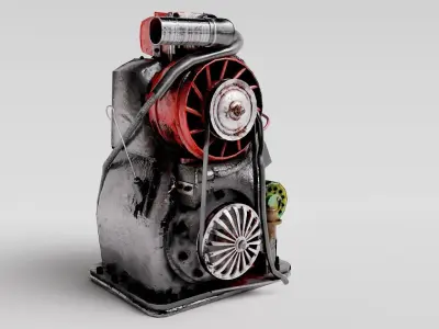 Old rusty vintage car engine vehicle part al5 Low-poly 3D model