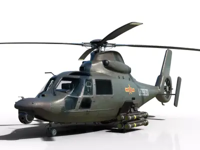 PBR 3 coatings Chinese Z9 WZ-9 gunship Z-9 Helicopter Low-poly 3D model
