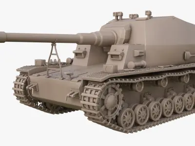 Tank K18 Auf Panzer Clay Mental Ray 3D model