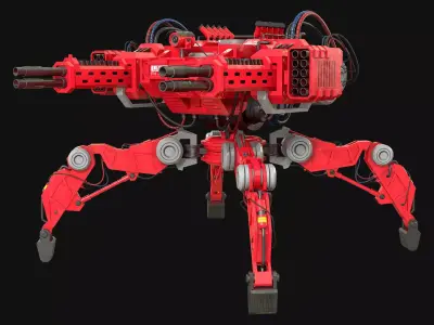 Walking Turret Concept-1-Red 3D model