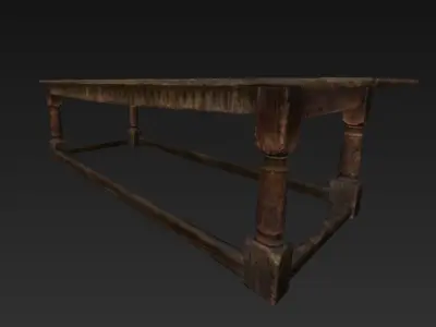 Wooden Table Food Roman Low-poly 3D model