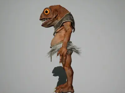 Lizard warrior Low-poly 3D model