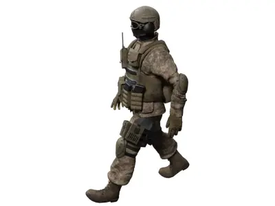 American Soldier Low-poly 3D model