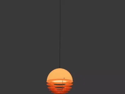 Mid-Century Bauhaus Sunset Orange Pendant Lamp Free low-poly 3D model