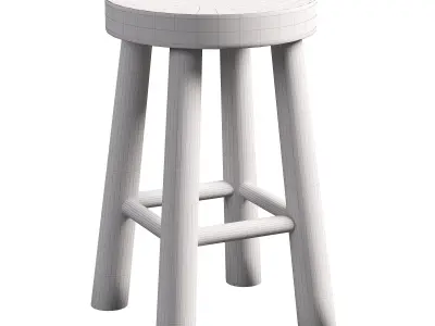Teak Wood Stool 3D model