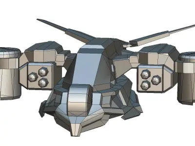 Low Poly 3d Model Flying Military Drone Low-poly 3D model