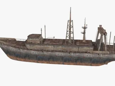 Abandoned Rusted Ship Low-poly 3D model