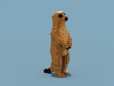 Voxel Meerkat Low-poly 3D model