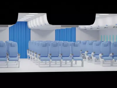 Cartoon Airplane Cabin Interior 3D model