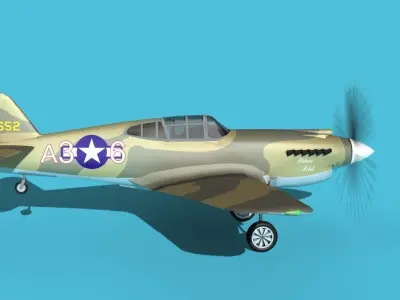 Curtiss P-40B Warhawk V09 USAAF 3D model