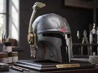Boba Fett Helmet STL File Mandalorian Inspired 3D model
