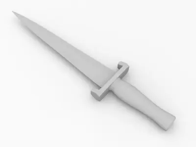 Knife sword with wooden handle 3D model