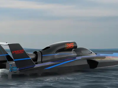 Jet Hydroplane Racing Boat Black 3D model purchase