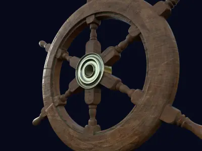 Ship Navigation Steering wheel Low-poly 3D model