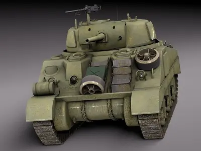 M4A2 Sherman Tank with equipment 3D model