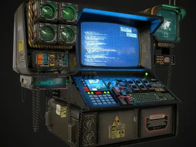 Radar CPU Computer Low-poly 3D model