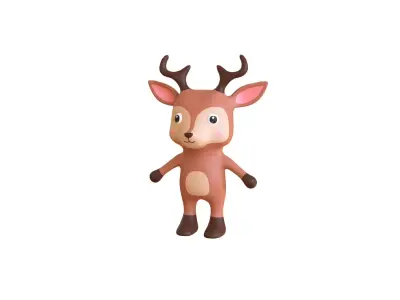 High-Quality 3D Cute Deer for Games Low-poly 3D model