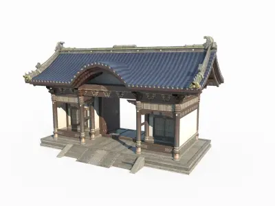 Ancient Asian architecture gatehouses 3D model