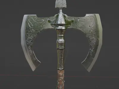 Double Medieval Axe - Medieval weapons 3D model