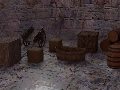 Medival props Low-poly 3D model