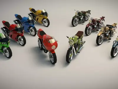Low Poly Motorcycle Pack 01 3D Model Collection