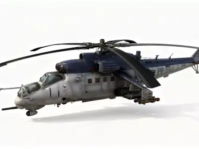 Low-Poly Attack Helicopter Mil Mi-24 Hind 3D model