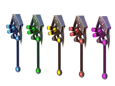 One-handed axe set2 Low-poly 3D model