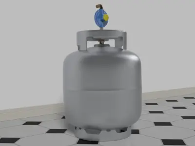 Gas Bottle with regulator 3D model