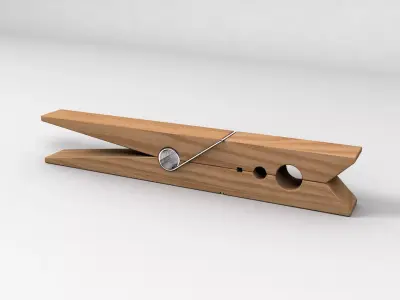 Clothespin wooden clothes peg Free 3D model