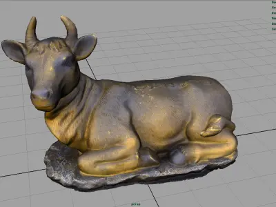 3D Cow statue of Low-poly 3D model