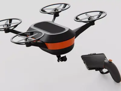 drone with thermal camera and remote control with smarthphone 3D model