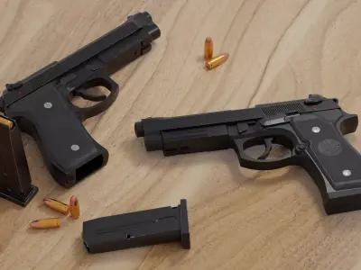 Beretta M9A1 92FS Low-poly 3D model